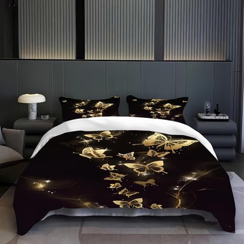 Parure de lit papillon noir et doré pour des nuits féeriques