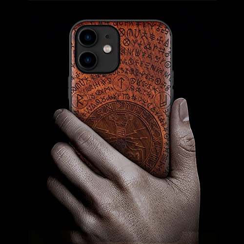 Carveit Wood Case For Iphone 11 Case [Natural Wood & Black Soft Tpu] Shockproof Protective Cover Unique & Classy Wooden Phone Case Compatible With Iphone 11 (Thors Hammer-Red Wood) #TOP1