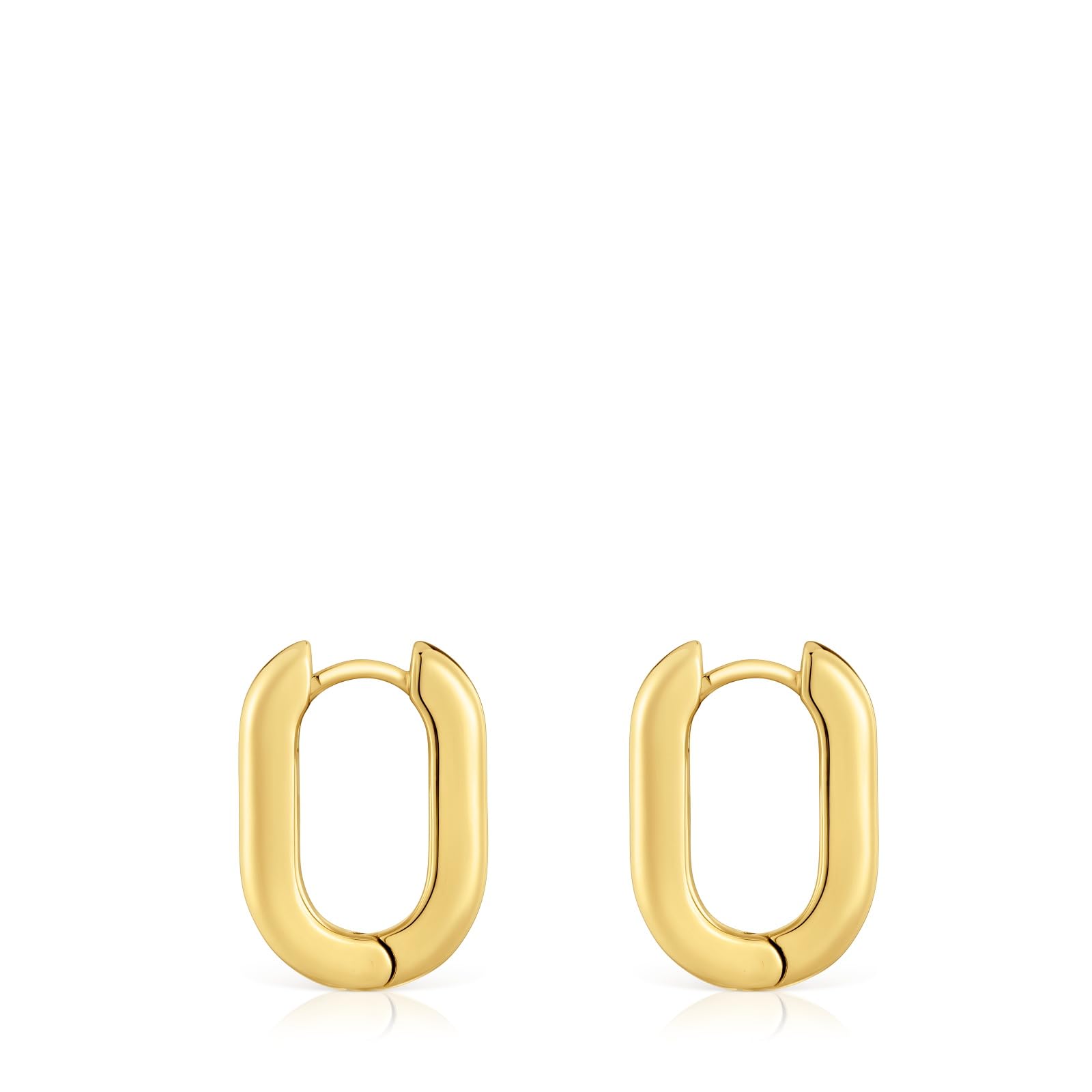 TOUS Pendientes Aro Cortos para Mujer con Baño de Oro 18 Kt sobre Plata de Primera Ley, 2 mm, Colección Basics