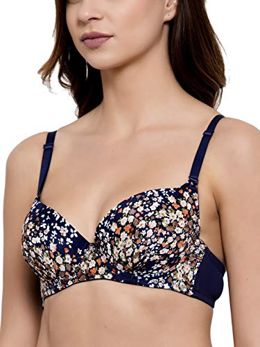 Image of Brachy Women's Polycotton Padded Underwire Push Up Bra Blue