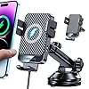 MOKPR 15W Wireless Car Charger, Fast Charging, Auto-Clamping Mount, Universal Hands-Free For Dashboard Windshield Air Vent Compatible with iPhone 14/13/12, Samsung S23/S22/S21,etc