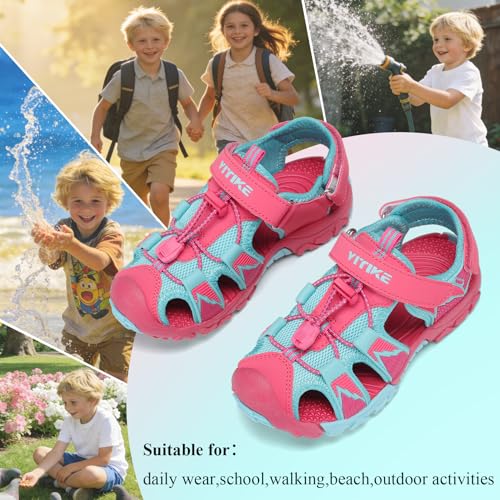 Image of JMFCHI Boys Girls Kids Closed Toe Sports Sandals Summer Water Shoes | Little /Big Kid,Comfortable lightweight,Non-slip soft sole,Hook-and-loop closure,Easy wear,Anti-collision toe,Daily casual