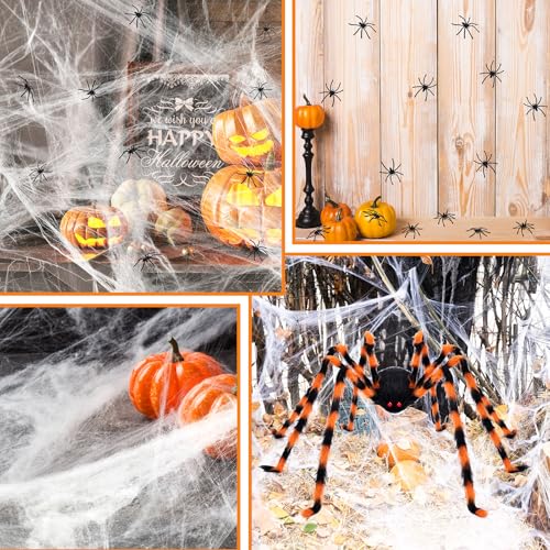 benpen Halloween Decorations Outdoor Spider:50'' Halloween Spiders Set Decor Scary Hairy Fake Props for Indoor Outdoor Scary Haunted House Spider Web Cobweb Theme Party Yard - Image 5
