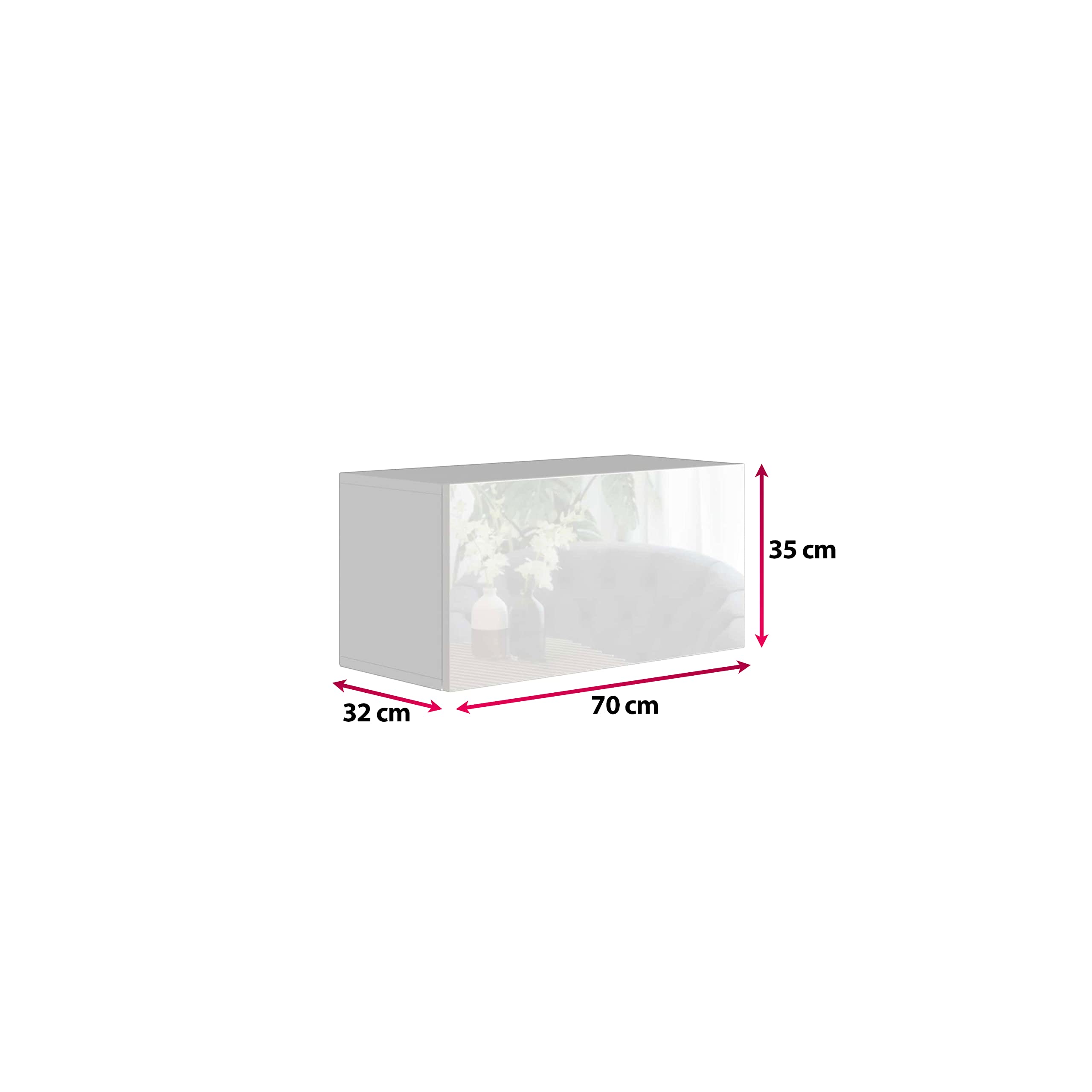 BROMARKT Premium Klapp-Hängeschrank 70x35x32 cm - Hängeschrank für Wohnzimmer, Schlafzimmer - Wandschrank Hängend - Platzsparende Hängeschränke - Hochglanz - Weiß