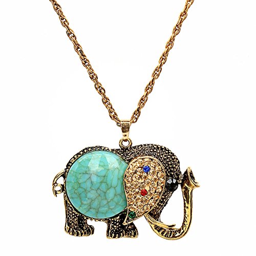 Yiwa Women's Elephant Shape Pendant Sweater Chain Necklace