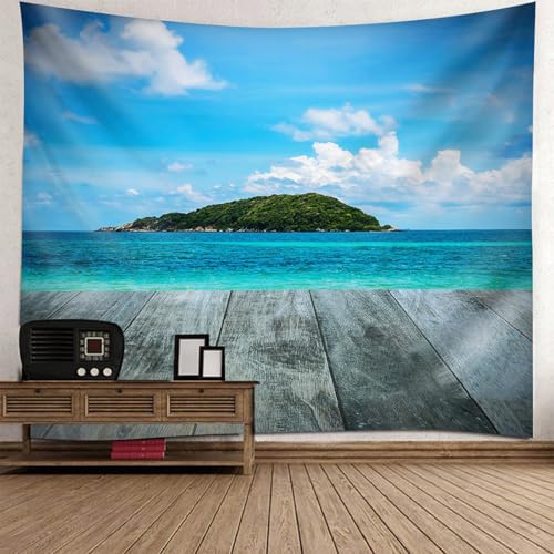 Tapiz de pared de isla y mar de 150x150 cm para transformar el ambiente de tu dormitorio