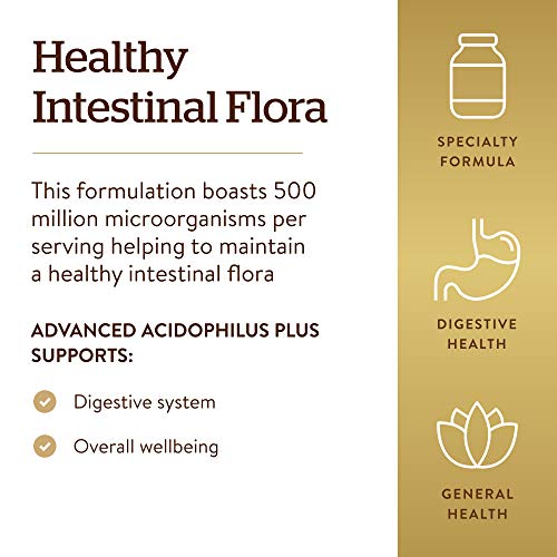 Solgar Advanced Acidophilus Plus, 240 Vegetable Capsules - Supports Healthy Intestinal Flora - 500 Million Microorganisms Per Serving - Gluten & Dairy Free - Vegetarian - 240 Servings #TOP3