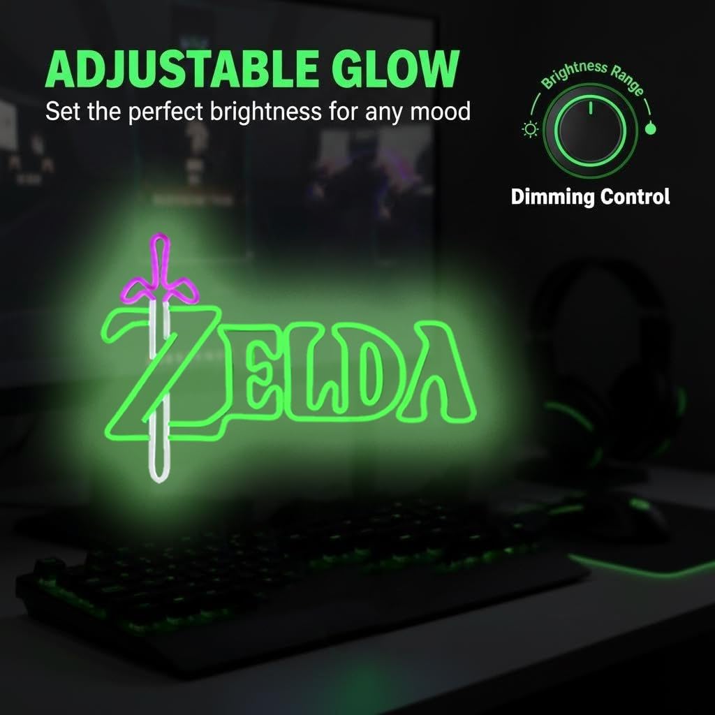 Neon Sign Light, Zelda Sword LED Sign for Gaming Room Decor Gamer Gifts for Zelda Game Room Wall Bedroom Decor LED Neon Light (Green)