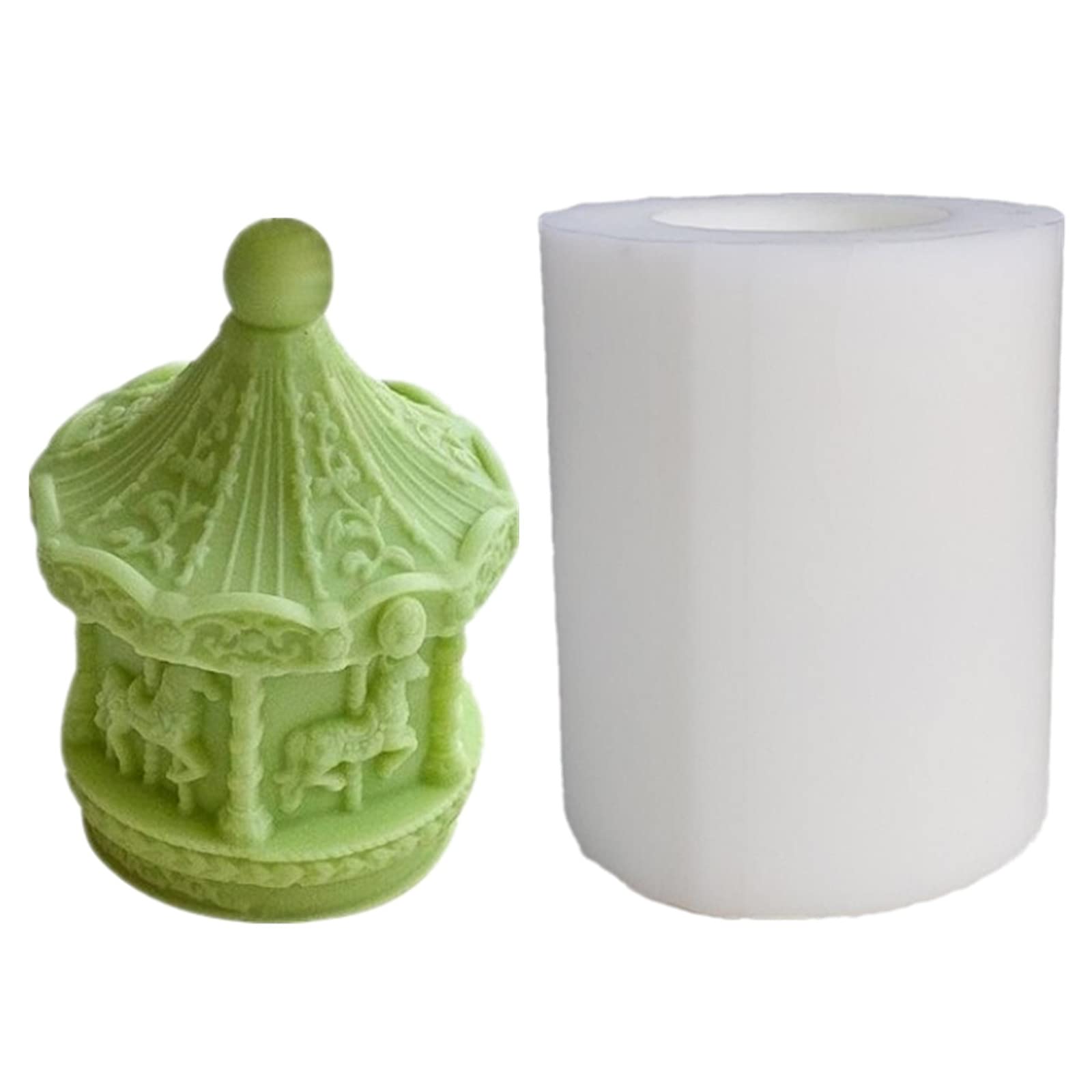 Silicone Candle Mold, 3D Carousel Shaped Mold,Candle Making DIY Plaster Crafts Mould Resin Molds Fondant Cake Mould Handmade Soap