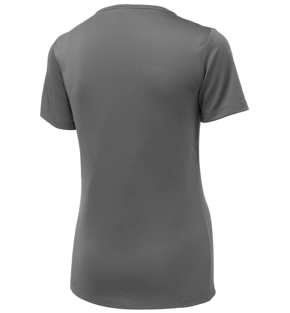 Dri-Equip Ladies UPF 50 UV Sun Protection Performance Short Sleeve T-Shirt-S-DarkSmokeGrey