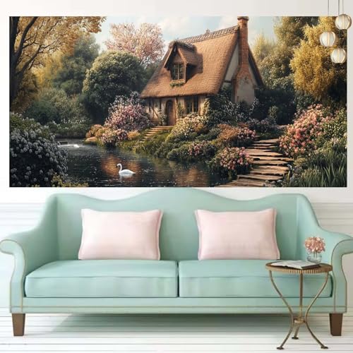 Peinture diamant cygne 60x120cm : sublimez votre salon avec ce kit perles