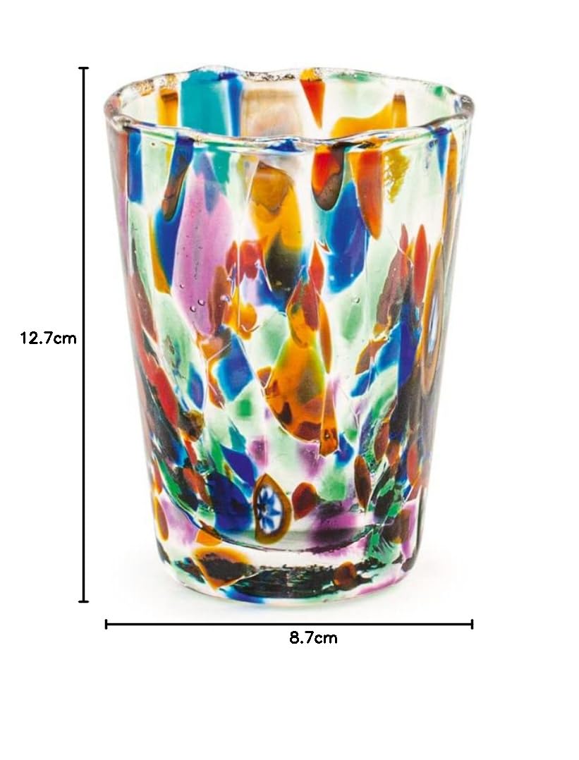 H&H Set 6 Bicchieri Veneziano In Vetro, Multicolore, Cl 5