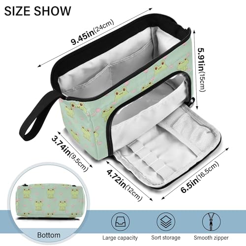 Image of Fisyme Cute Frog Pencil Case Large Capacity Pencil Pouch Pen Bags Box Big Makeup Pencil Case Organizer