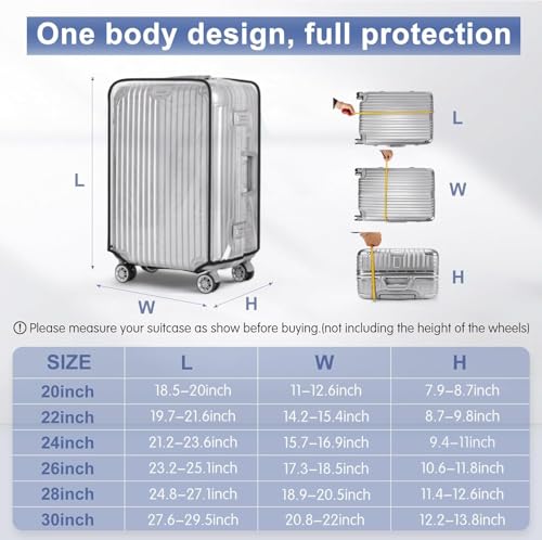 Image of LIGHTNIING HAMMERZ Transparent Luggage Cover|Clear PVC Suitcase Protective Case|Waterproof Spinner Travel Bag Trolley Cover|(24 Inches)