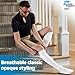 ABSOLUTE SUPPORT Mens Compression Socks for Circulation 20-30mmHg, Made in USA Opaque Graduated Compression Stockings for Varicose Veins, Edema, Arthritis - White, Large, A104WH3