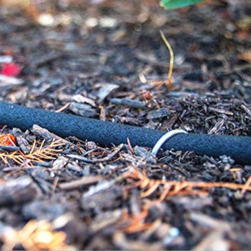 AAGUT Garden Staples 6 Inch Galvanized 100 Pack Round-Top Drip Hose Stakes Irrigation Hooks Heavy Duty 11 Gauge Lawn U Pins Sod Nails for Landscape Fabric, Soaker Hose, Chicken Wire, Dog Fence
