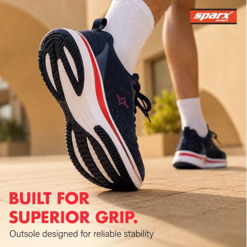 Image of SPARX Sports Running Shoes for Men - Lightweight Breathable Lace-Up Athletic Shoes with Cushioned Comfort, Shock Absorption, Durable Grip, Flexible Sole & Everyday Walking Performance
