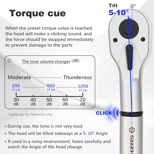 Image of SuZhi 1 Inch Drive Torque Wrench 200-1200 FT.LB / 271-1627 N.M /Aluminum Alloy handle & Cr-Mo Material Head, Heavy Duty, Professional,Dual Direction, Store in Solid Case