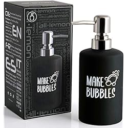 Expendedor De Jabon Liquido Dispensador de Jabón Cerámica Negro Mate 360ml | Dosificador de Limpiador Locion Fluido Jabonera Limpiar Manos Expendedor Recargable Shampoo Gel Lavar sanidad detergente | Cocina Baño Ducha Oficina