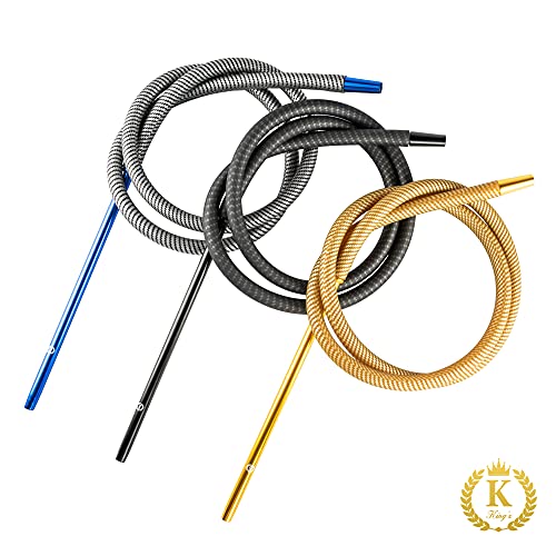 K King’z® Shisha Schlauch Carbon, 4 Teilig Schwarz incl. Aluminium Mundstück + Endstück und Knickschutzfeder | Shisha… – Bild 7
