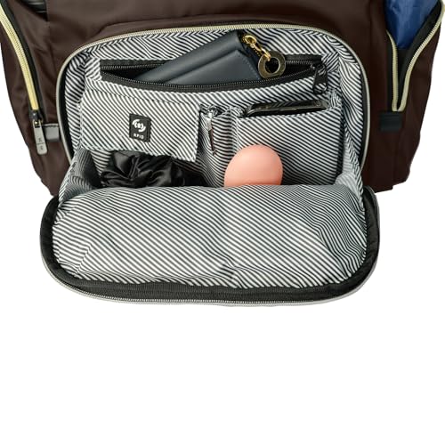 Image of Kenneth Cole REACTION Women's Madison Square Hardside Chevron Expandable Luggage, Chocolate Brown, 2-Piece (20 inch Carry On + Sophie Backpack), Kenneth Cole Reaction Women's Madison Square Hardside