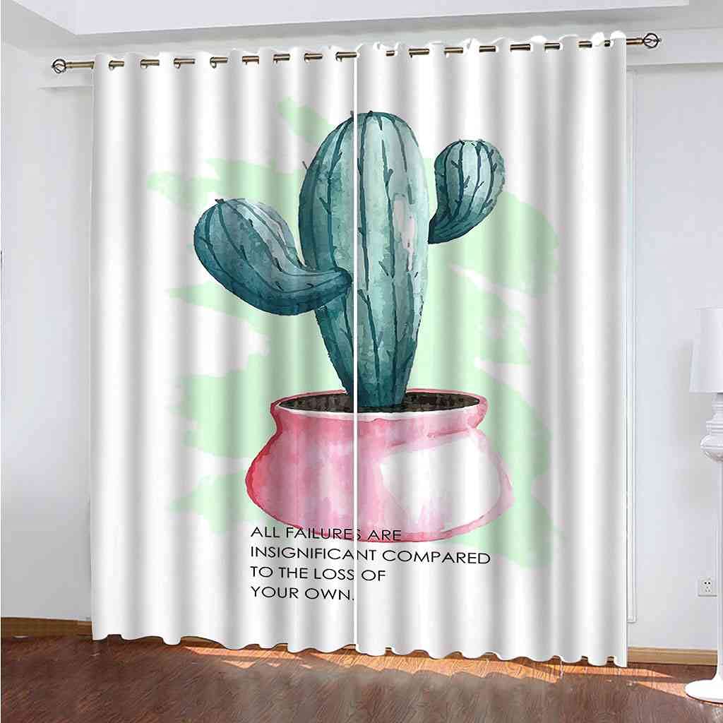 Rideau isolant thermique anti-bruit GXLOGAA à œillets motif cactus 3D