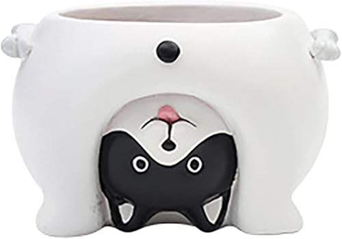 Macetero de cerámica para suculentas, cactus y cactus, lindo jarrón de flores de jardín con forma de animal para decoración del hogar de escritorio