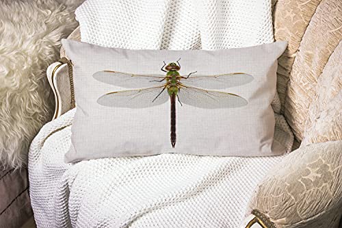 Smooffly Farmhouse Oblong Rectangle Throw Pillow Case, Green Darner Dragonfly Isolated With Clipping Path Pillow Cases Cotton Linen Cushion Covers For Home Sofa Couch 12X20 Inch Green #TOP1