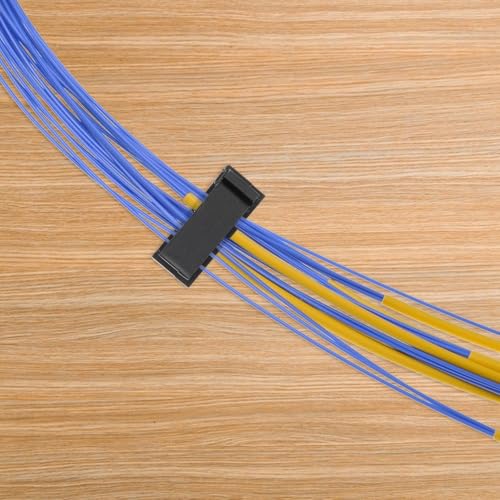 SEWACC 10 unidades Clips de cable autoadhesivos rectangulares organizadores de cables de plástico para escritorio en casa y oficina miniatura 7