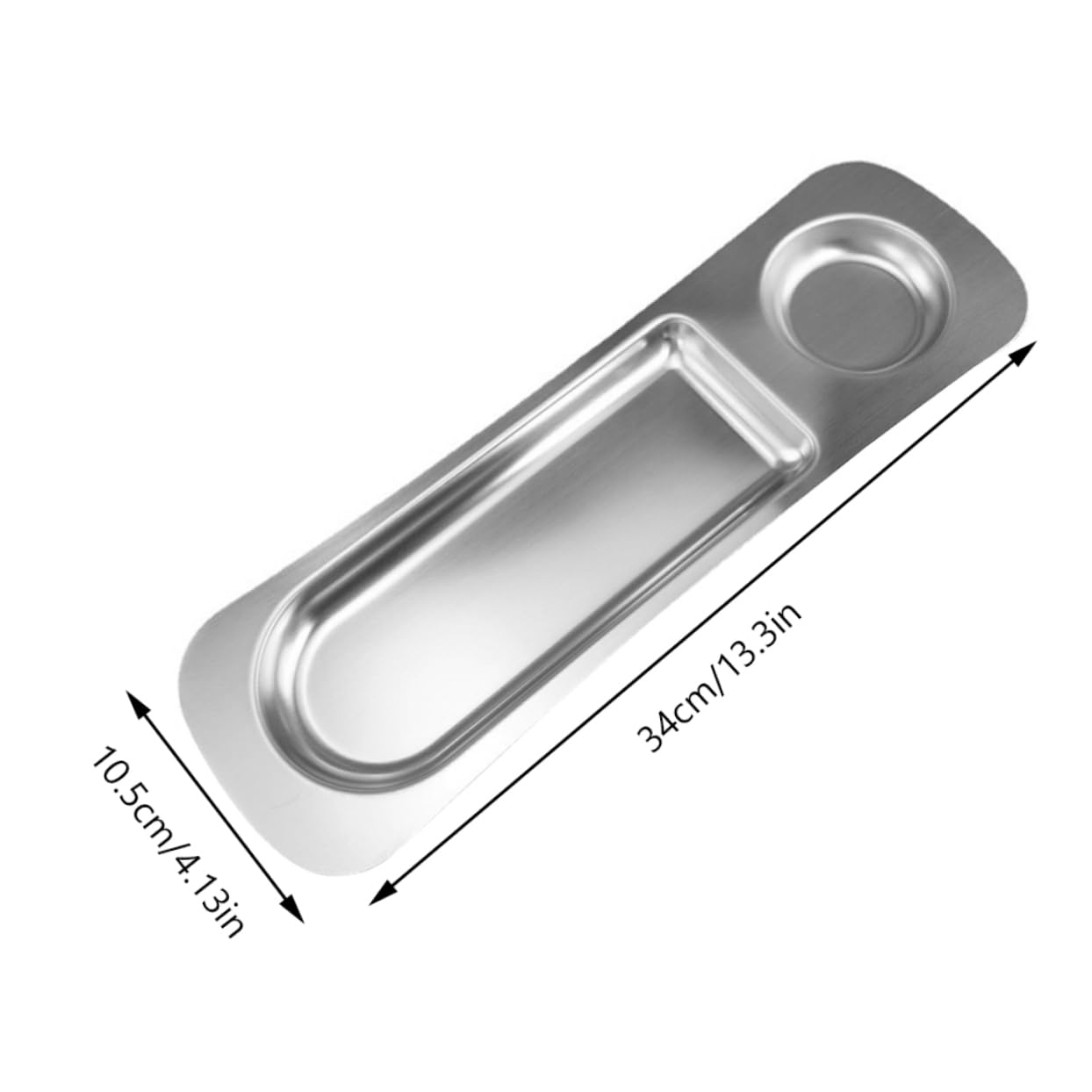 COLLBATH Snack Plate Sushi Platter Reusable Food Plate Dipping Sauce Bowl Chips and Salsa Bowl Divided Dinner Plates Vegetable Tray Platter Chip Serving Dish Silver Stainless Steel