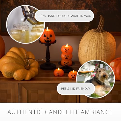 Image of Luminara Stacked Jack-o-Lanterns Pumpkins Figural (Russet Orange) Flameless Candle Real Wax Moving Flame LED Candle (3.1 inch x 6 inch),