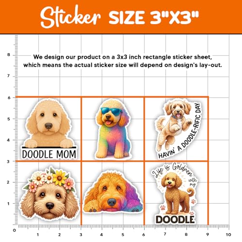 Image of MAIANEY | Funny Doodle Dog Stickers, Set of 10-3 in, Cute Labradoodle Goldendoodle Vinyl Decals for Dog Lovers - Waterproof Aesthetic Doodle Mom Stickers for Laptop, Water Bottle, Scrapbook, Gift