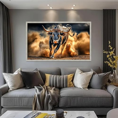 Affiche abstraite animaux taureau grand format déco
