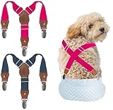 2 Pieces Dog Diaper Suspenders, for Dog Diaper Female and Belly Band for Male, Prevent Dog Diapers from Falling Off,Diapers Suspender for Dog in Heat/Period(Navy Blue&Pink,XS/S)