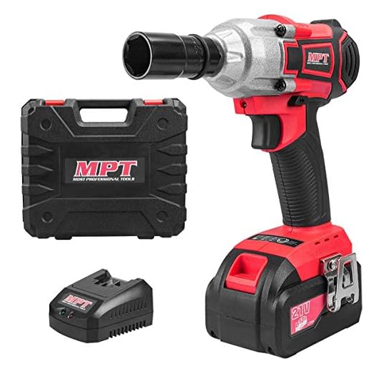 MPT 21V Brushless Li-ion Cordless Impact Wrench Tool Kit,350NM Torque Variable Speed with 3000Mah Batteries and Fast Charger