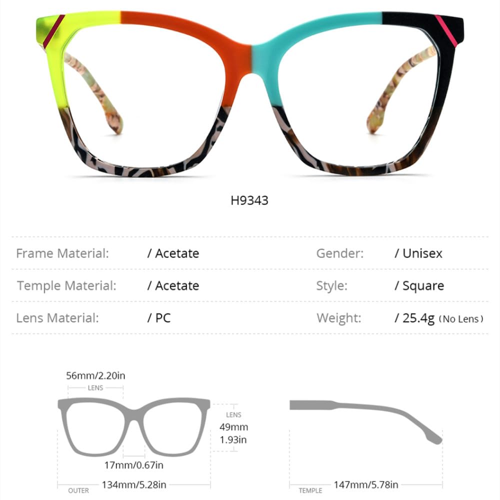 MUTYNE Montura de gafas de acetato para mujer y hombre, anteojos cuadrados a la moda, gafas