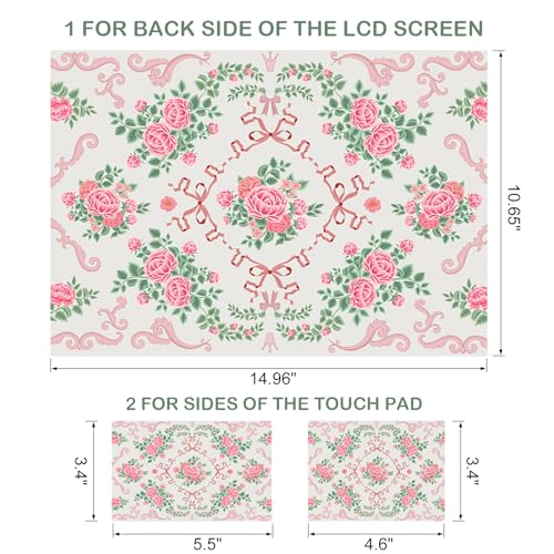 Image of DINKY Laptop Skin Sticker Decal 15.6 inch 15.4 inch 12 inch 13 inch 13.3 inch 14 inch 15 inch Laptop Universal Vinyl Skin Stickers Cover Art Decal Notebook PC Personalized Protector, Pink Floral Bow