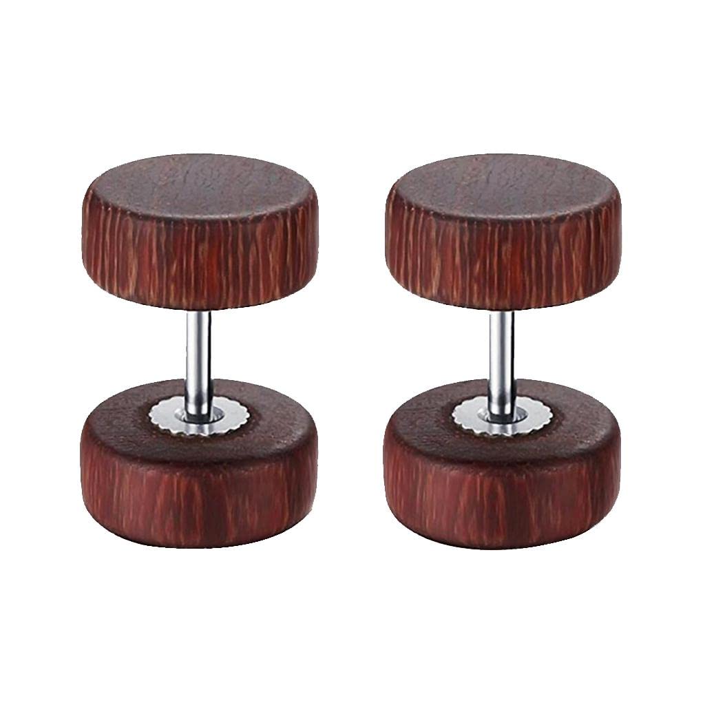 wood wooden women mens stud earrings ear plugs piercings screw 10mm brown jewelry & watches | fashion jewelry | earrings
