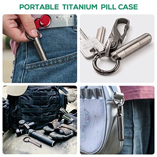 Image of TISUR Titanium Portable Pill Case - Waterproof Pill Fob for Travel, Purse, Pocket - Small Pill Organizer - 1 Count