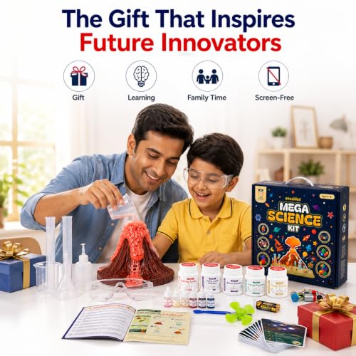 Image of Mega Science Kit with 200+ Hands-On School Experiments | NEP Inspired STEM Learning Gift Kit with Volcano, Crystal, Slime, Circuits Birthday Gift for Boys & Girls | Age 4-16 Years