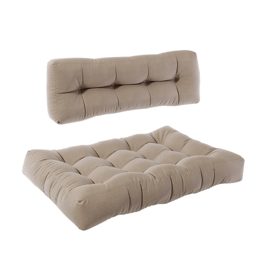 Vicco Set de Cojines para paletas Flocken, Arena, 120 x 80 cm 2 Piezas, para acolchar Asientos y respaldos en palets Europeos