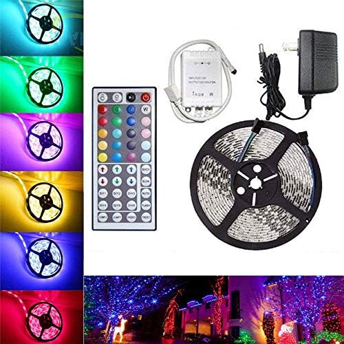 LED Strip Lights, Flexible Strip Lights, eBoTrade 16.2ft 300leds 4.9m Waterproof RGB Color Changing SMD 3528 Adhesive Light Strip with 44key Remote + Power Supply