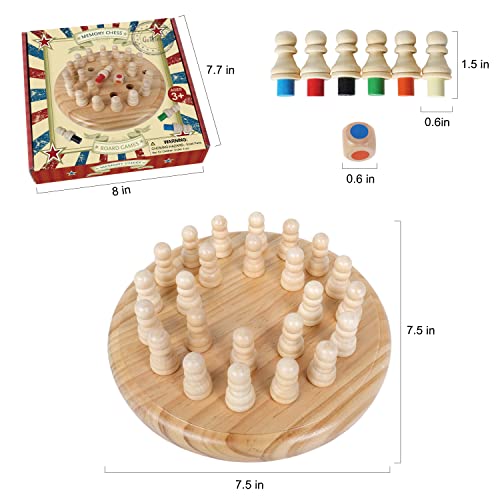 Image of Gothink Wooden Memory Chess Matching Game, 7.5 Inch Wooden Memory Match Stick Chess Board Game, Educational Games for Kids, Montessori Preschool Toy for Toddler Birthday Gift