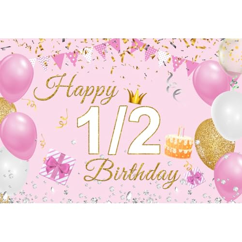 YongFoto Happy 1/2 Birthday Backdrop 5x3ft Fondos Fotográficos miniatura 1