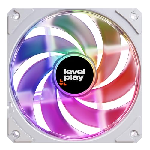 Image of Levelplay Combat Fan CF120 - 120mm ARGB Gen 2 Fan (3-Pin ARGB, 4-Pin PWM) with Ring-Connected Blades (53 CFM, 1.7 mmH2O), Quiet Performance 0-26 dBA, 0-1800 RPM ±10% - White