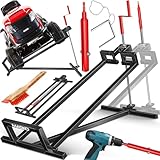 MASKO Cric de tracteur à gazon XXL 450 kg - Pont élévateur de tondeuse autoportée - Aide au nettoyage universel - Inclinaison réglable à +45° - Avec adaptateur, manivelle, gants et brosse - Noir