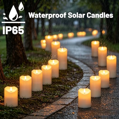 Image of Wondise 4Pack Solar Candles Outdoor Waterproof IP65 Rechargeable