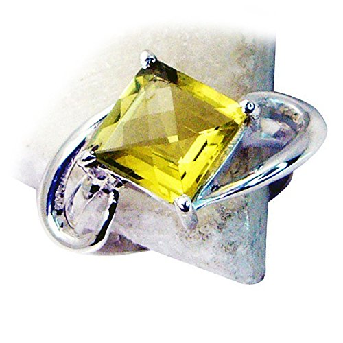 Bague de déclaration quartz citron taille Princess en argent, cadeau élégant pour elle - 5