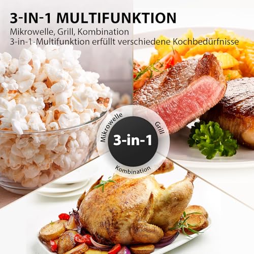 Toshiba MW3-AG25PFI(MG) Mikrowelle mit Grillfunktion - 25L 3-in-1 Kombigerät | 900W Origin-Inverter | 1100W Grill | Unterbau | Digital | 57dB Leise | Chef-Abtauung | Morandi-Grau – Bild 4