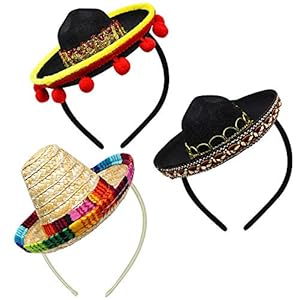 3 stuks Cinco De Mayo Fiesta stof en stro sombrero hoofdbanden feestkostuum voor leuke Fiesta Hoed Party Supplies, Luau…